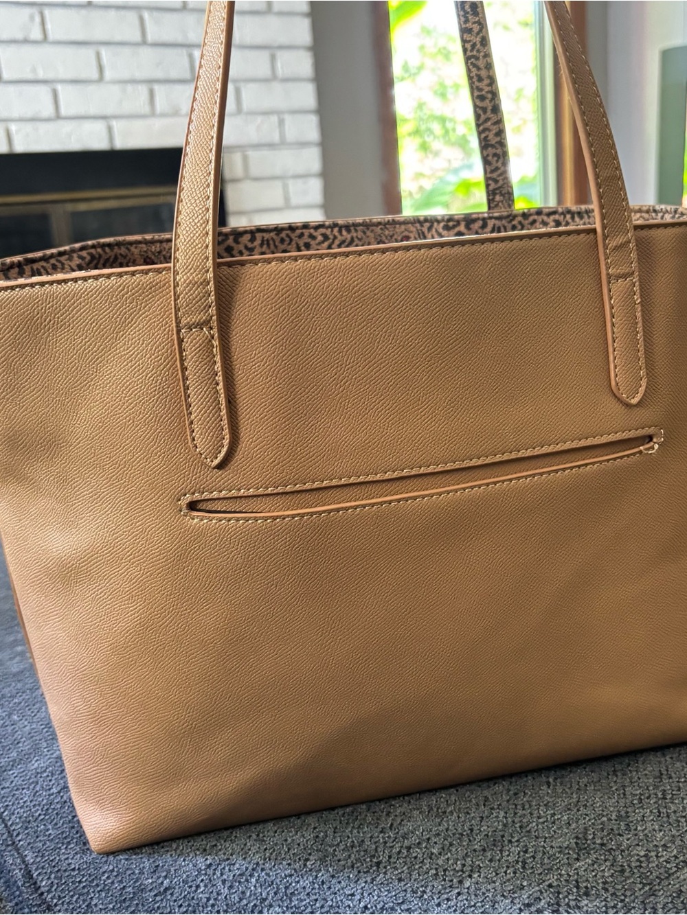Betsey Johnson Camel Tote with Leopard Lining - Picture 5 of 8